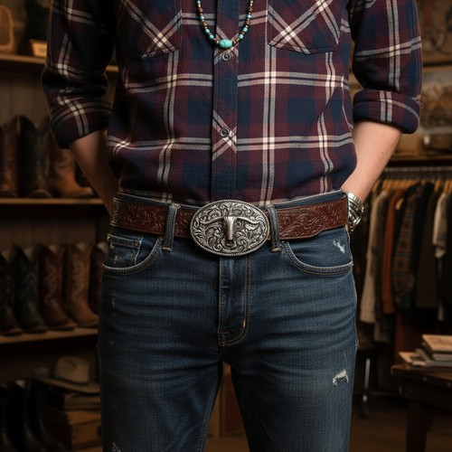 Hommes argent métal cowboys - argent,