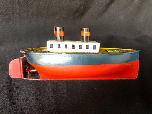 Jouet ancien petit bateau tole - jouet,