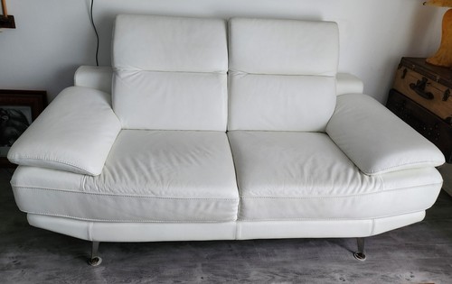 Canapé blanc cuir 2 - blanc, en