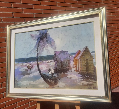 Large signed seascape painting - large,