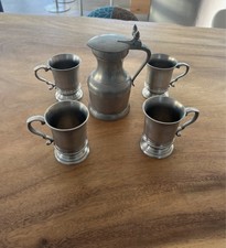 Pichet et ses 4 Gobelets Etain Du Manoir