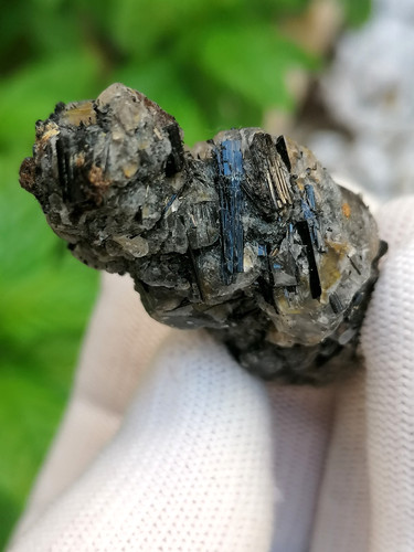 Tourmaline noire sur - , quartz
