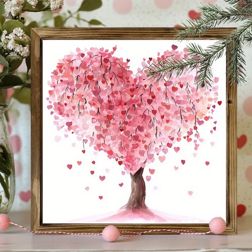 Romantic heart tree - heart, framed