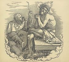 Albrecht Durer 1471-1528 L'Homme de douleurs et le lansquenet bois gravé c 1900