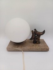 Lampe à poser – Socle en marbre avec statuette oiseaux en régule – H 16 cm