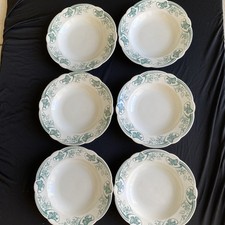 6 Assiettes Creuses  Faïence Lunéville KG Modèle Lucy Décor Floral Art Nouveau