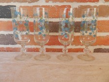 verre vintage ARCOROC ARCOPAL MYOSOTIS VERONICA 4 flutes à champagne
