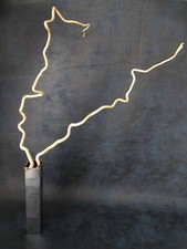 Vase métal chromé design moderniste minimaliste usine industriel rétro vintage