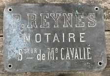 Plaque de Notaire Bronze XIXeme Ancien Reynes Cavalie Métier