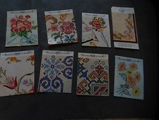 8 ANCIENNES ÉTIQUETTES DE PRÊT A BRODER OUVRAGES TOILE MARGOT ST PARIS COTON DMC