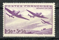 STAMP  /  TIMBRE FRANCE NEUF N° 540 ** OEUVRE DE L'AIR AVION 
