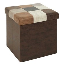 Pouf Coffre Pliable Patchwork "Loic" 38cm Marron