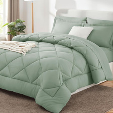 Full Size Comforter Sets Sage Green - 7 Pieces Bed in a Bag Full, Luxury Soft Be