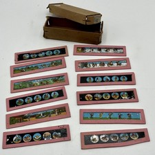 Boite de 12 plaques de verre petit format - Epoque 1900 pour lanterne magique