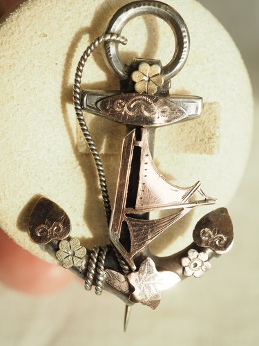 Broche ancienne ancre - ancienne, marine