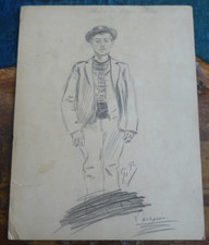Dessin Ancien croquis par Georges Redon (1869-1943) 24,5cm par 32cm