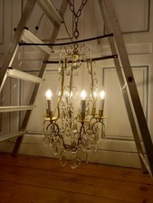 Ancien lustre cage 6 branches. [Entièrement RESTAURÉ] HAUTEUR 80 CM