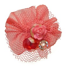 Bague ROSE vif Fleur tissu