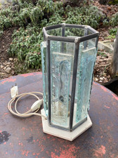 Verrier R PICARD Chapaize Lampe verre taillé brut monture au plomb vitrail 70