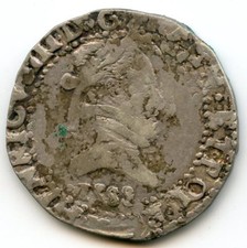 Henri III (1574-1589) 1/2 Franc au col plat 1588 K Bordeaux