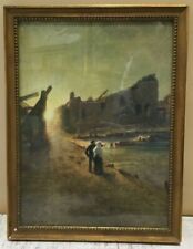 Charles Léon MERY 1878-1921 Aquarelle Gouache Paysage Bretagne mer soleil ruine