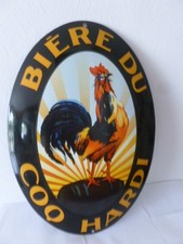 Plaque émaillée COQ BIERES COQ HARDI  50cm x 30 cm bombée DECO VINTAGE SYMPA