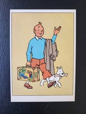 Tintin rare Carte Postale Kuifje en Bobbie années 50 état neuf Valise