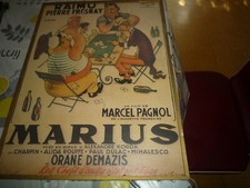 MARIUS affiche DUBOUT la partie de cartes PAGNOL CESAR RAIMU collée sur panneau