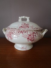 Grande Soupière Terre de fer Boulenger Choisy-le-Roi  modèle Floréal  Vieux rose