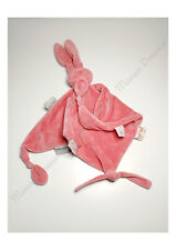Doudou Plat/Mouchoir Triangle Lapin Lapidou Rose Corail Attache Tétine  - Nattou