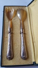 Couvert de service à salade Art Nouveau, 2 pièces, argent fourré