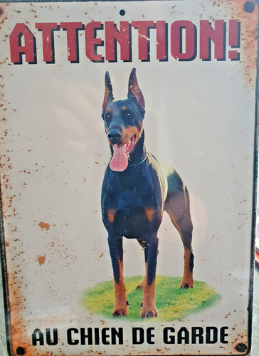 Plaque vintage attention - plaque,