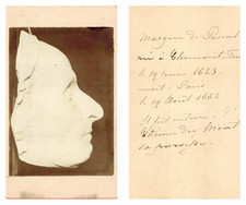 Masque mortuaire de Pascal Vintage albumen print, CDV. CDV, tirage albuminé,