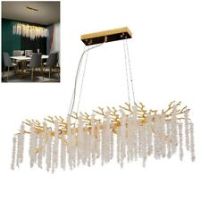 Lustre Vintage Rame Fleurs Longs En Cristal Verre Restaurant Hôtel J-173