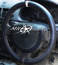 Pour Peugeot 308 Réel Couvre Volant En Cuir Noir 2007-2013 + Sangle Blanche