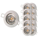Lot de 10 Spot encastrable fixe led blanc avec ampoule gu10 7w 38° blanc chaud