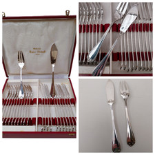Couverts à Poisson en Métal Argenté SAINT MEDARD Orfèvre avec écrin 24 Pièces