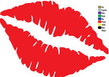 Set 2 Adhésifs Stickers Casque Moto Voiture Lèvres Kiss Bouche Tuning Pre-éspacé