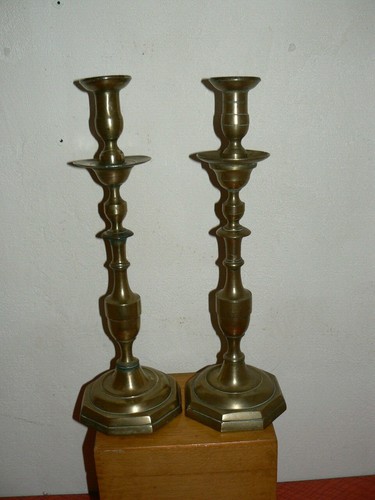 Paire bougeoirs laiton - paire,