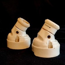 ANCIENNE PAIRE D'APPLIQUES MURALE EN  PORCELAINE DECO LOFT INDUSTRIEL ATELIER 