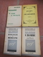 LOT 4 LIVRES ANCIEN JEAN ROSTAND.OEUVRES SCIENTIFIQUES.NRF/FASQUELLE/CHARPENTIER