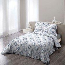 Parure de Lit 3 Pièces "Folio" 240x220cm Bleu