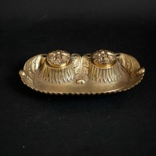 Encrier  en bronze, deux godets, XIXème