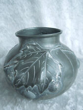 Vase Etain Ancien  Feuilles Et Fruits De Platane F. Cortesi