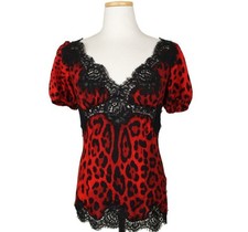 Dolce & Gabbana Blouse en soie léopard rouge 38 26809200