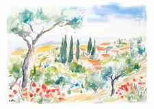 Tableau illustration originale - paysage de Provence 