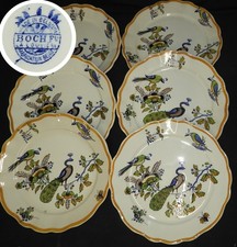 BOCH - LA LOUVIERE Années 30 Décor au PAON : x6 assiettes plates 25.5 cm (TBE)