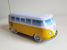 Boîte à gâteaux vide en métal - voiture COMBI Volkswagen VW jaune et blanc.