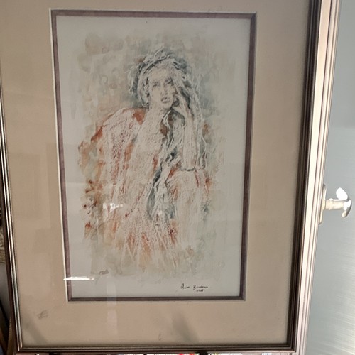 Dessin lavis portrait - , femme