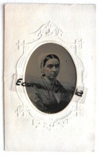 FERROTYPE photo T. P. VARLEY'S  BALTIMORE MARYLAND jeune femme avec coiffe H890
